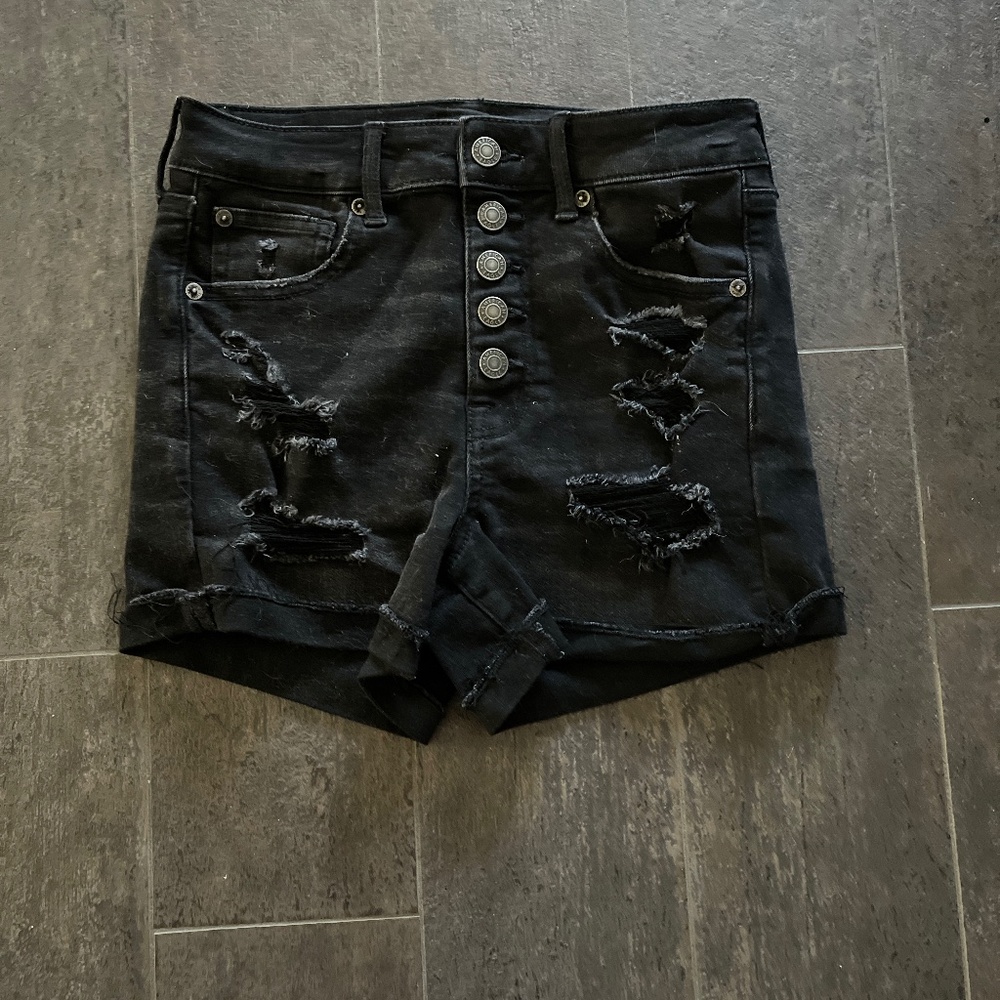 American Eagle black jean shorts
